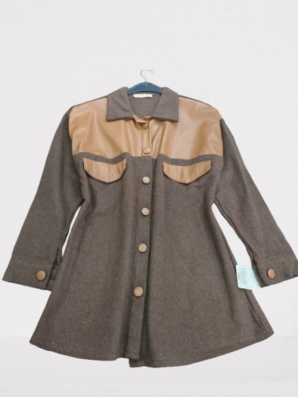 قميص شتوي بجلد على الصدر